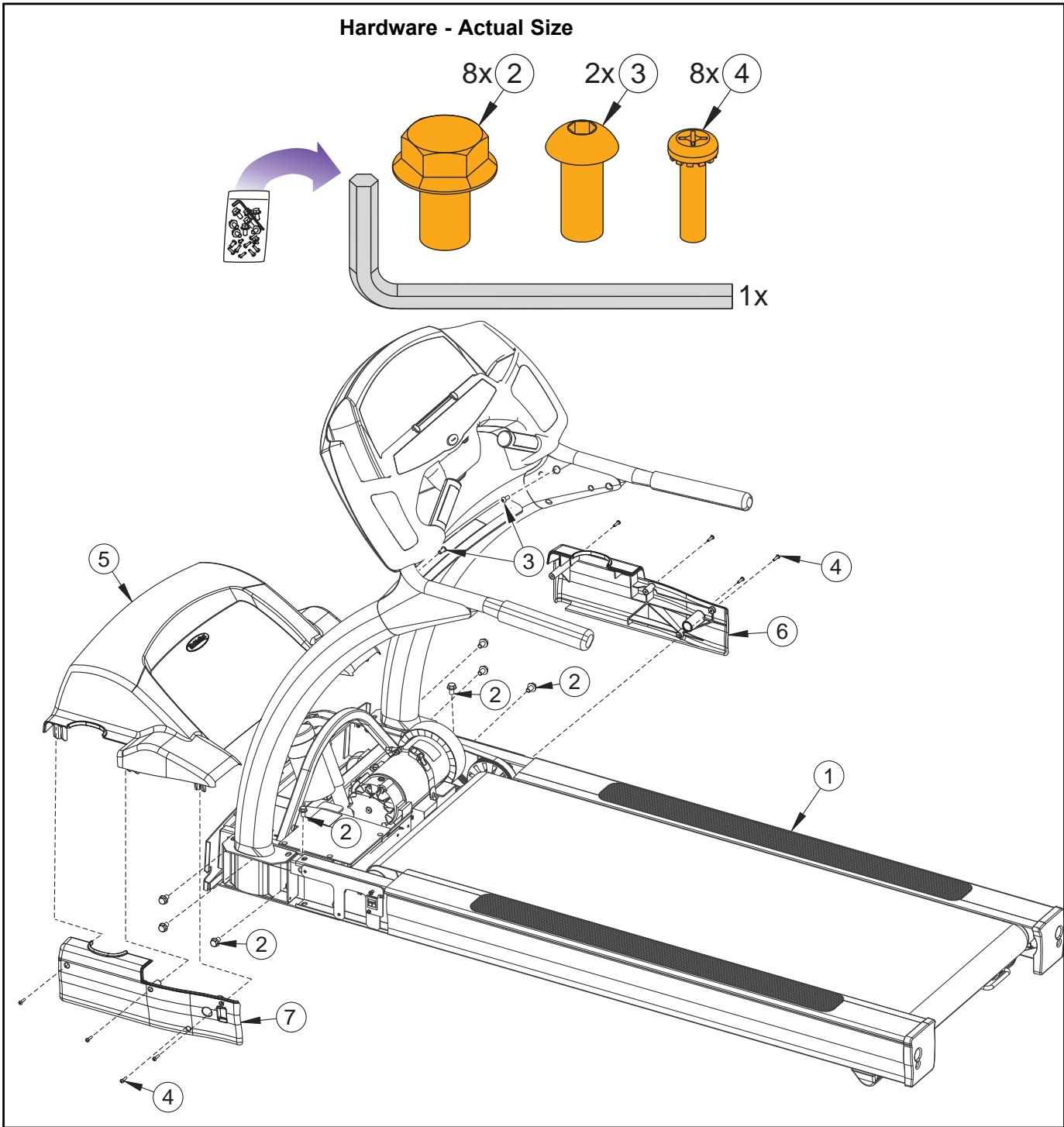 CYBEX INTERNATIONAL PRO3 (550T) TREADMILL - Item Qty Part Number Description - 2