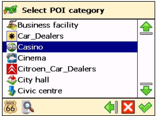 ROUTE 66 CHICAGO SW - Select a relevant POI category, for example Casino and confirm your choice - 1