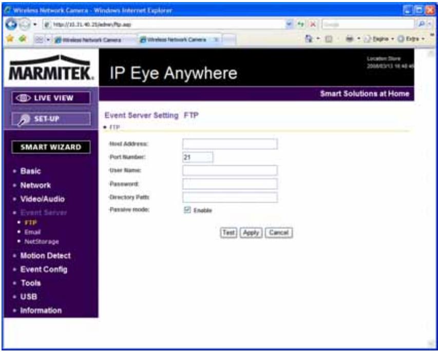 MARMITEK IP EYE ANYWHERE 10 - Event Server Setting>> FTP - 1