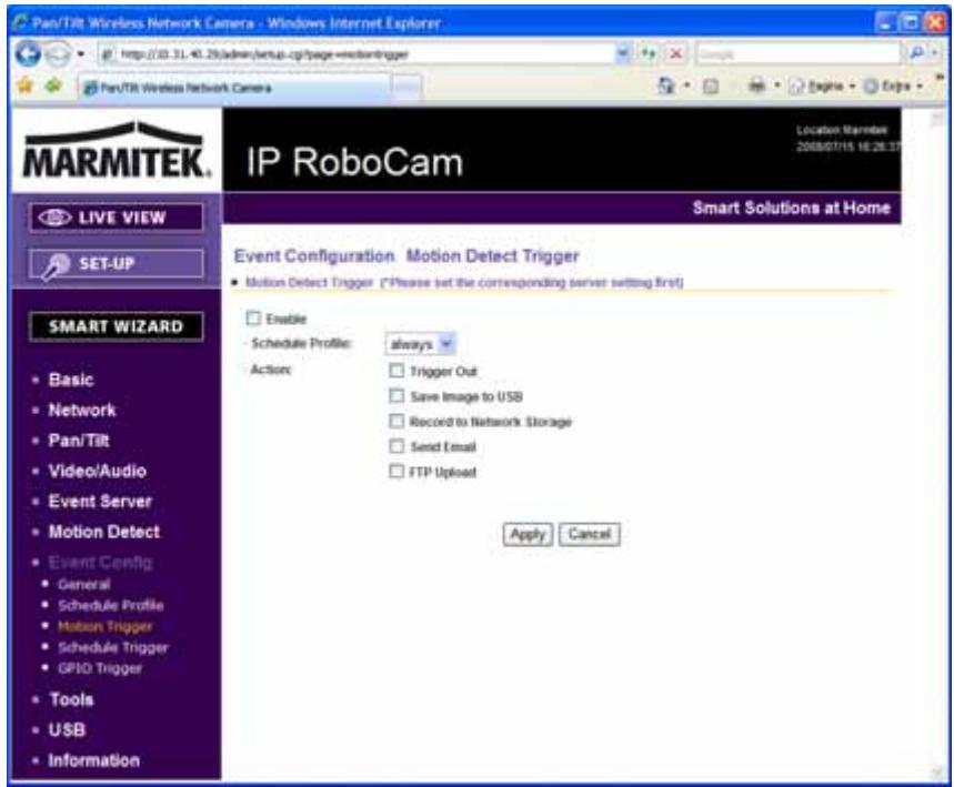 MARMITEK IP EYE ANYWHERE 21 - Event Configuration >> Motion Detect Trigger - 1