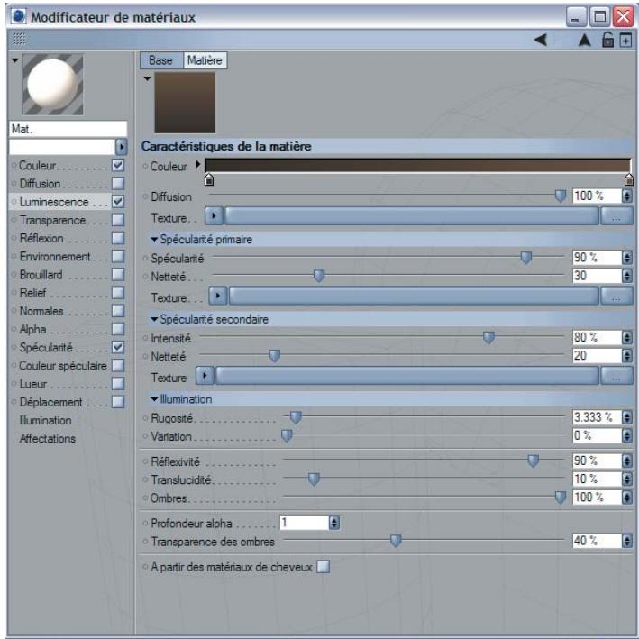 MAXON CINEMA 4D - Caractéristiques de la matière - 1