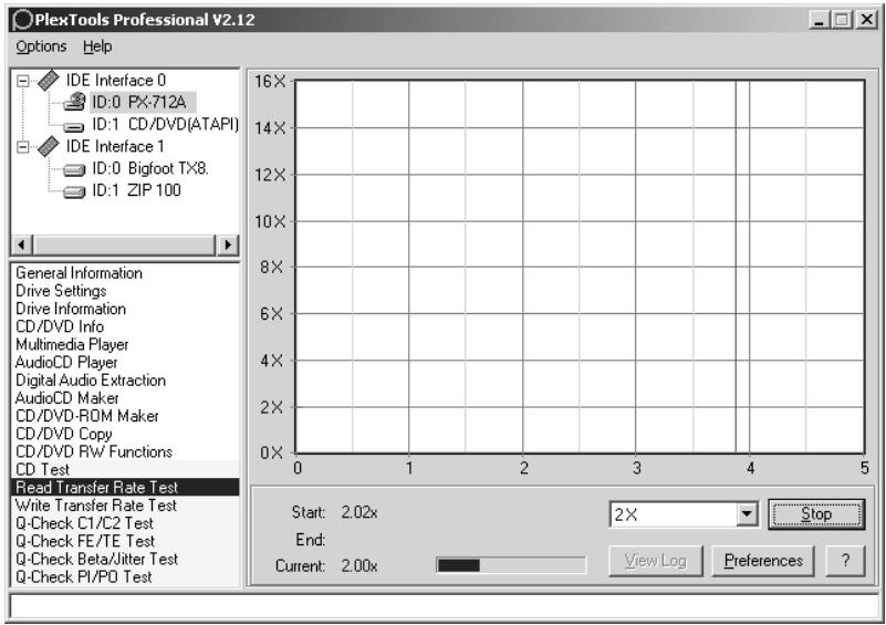 PLEXTOR PX-712A - To measure read transfer rate response: - 1