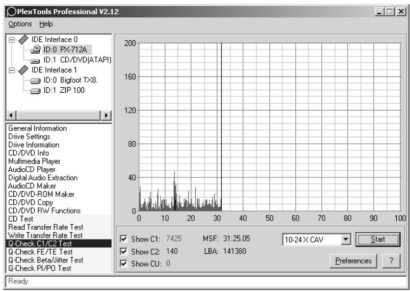 PLEXTOR PX-712A - To measure C1/C2/CU error: - 1