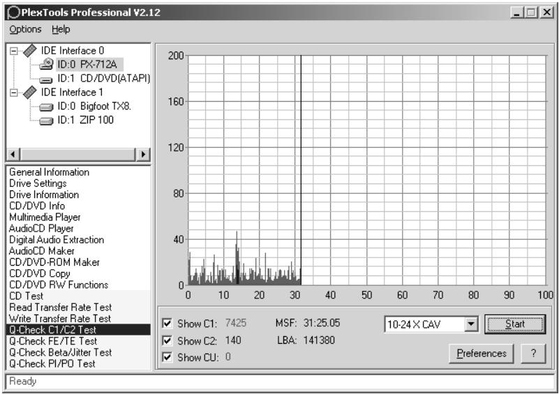 PLEXTOR PX-712UF - To measure C1/C2/CU error: - 1