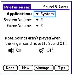 PALMONE CENTRO - Setting system volume levels - 1