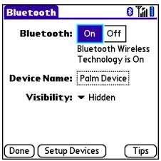PALMONE CENTRO - Setting up a Bluetooth connection for synchronization - 1