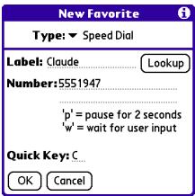 PALMONE CENTRO - Enter a label for the favorite: - 1