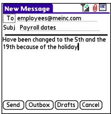 PALMONE CENTRO - Enter the subject and message text. - 1