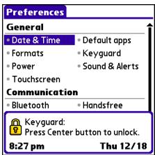PALMONE CENTRO - Locking your keyboard (Keyguard) - 1