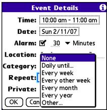 PALMONE CENTRO - Scheduling a repeating event - 1