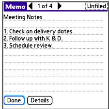 PALMONE CENTRO - Creating a memo - 1