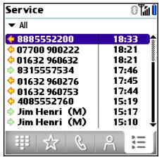 PALMONE CENTRO - To select from your call history list: - 1