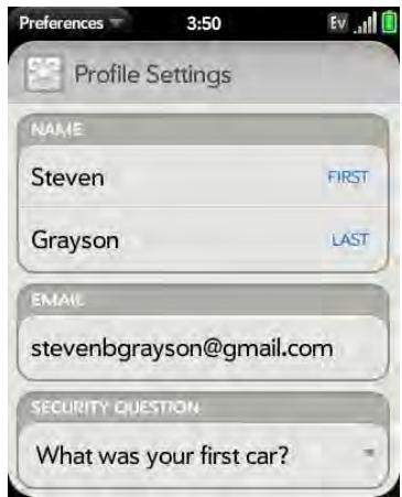 PALMONE PIXI PLUS - Update your Palm Profile settings - 1