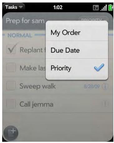 PALMONE PIXI PLUS - Sort a task list - 1