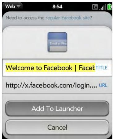 PALMONE PIXI PLUS - Add a web page to the Launcher - 1