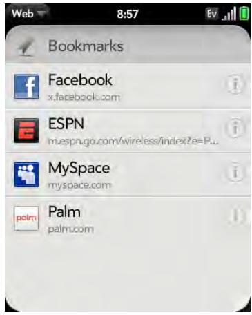 PALMONE PIXI PLUS - Edit, reorder, or delete a bookmark - 1