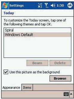 AUDIOVOX PPC-6600 - To Reset the Today Screen back to the Default Wallpaper: - 2