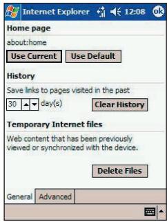 AUDIOVOX PPC-6600 - e. Delete all files and clear history in Internet Explore - 2