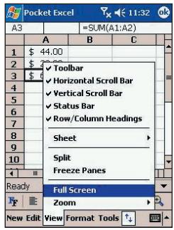 AUDIOVOX PPC-6600 - Tips for Working in Pocket Excel - 1