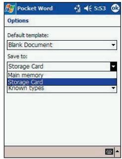 AUDIOVOX PPC-6600 - To save Word or Excel files to a memory card: - 2