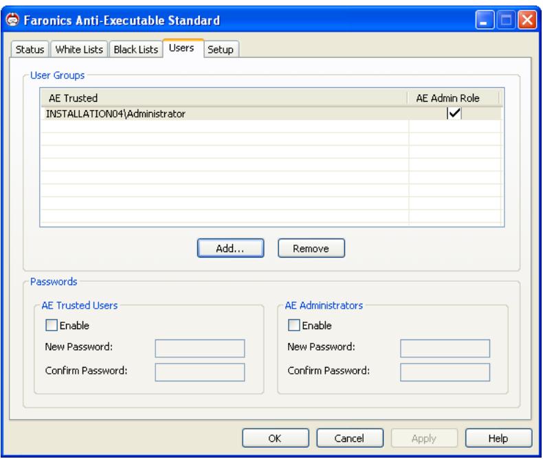 FARONICS ANTI-EXECUTABLE STANDARD - Adding an Anti-Executable Administrator or Trusted User - 1