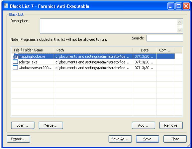 FARONICS ANTI-EXECUTABLE STANDARD - Creating a New Black List - 5
