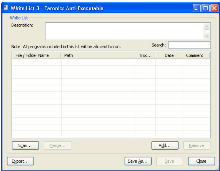 FARONICS ANTI-EXECUTABLE STANDARD - Using the White List Editor - 1