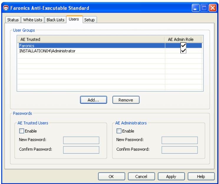 FARONICS ANTI-EXECUTABLE STANDARD - Removing an Anti-Executable Administrator or Trusted User - 1