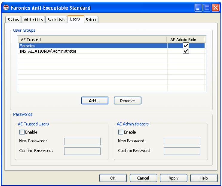 FARONICS ANTI-EXECUTABLE STANDARD - Adding an Anti-Executable Administrator or Trusted User - 4