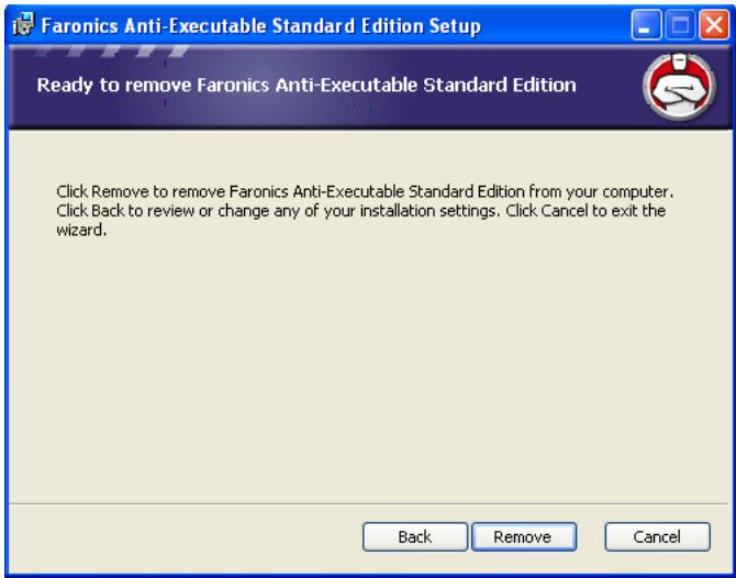 FARONICS ANTI-EXECUTABLE STANDARD - Uninstalling using the Setup Wizard - 4