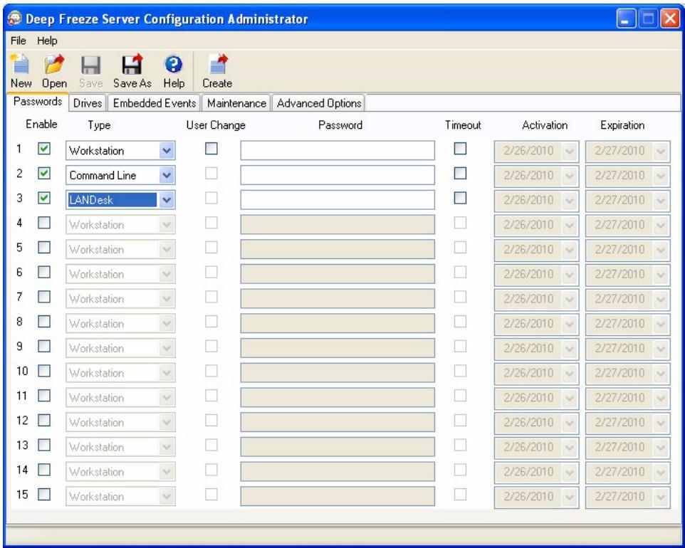 FARONICS DEEP FREEZE SERVER ENTERPRISE - Passwords Tab - 1