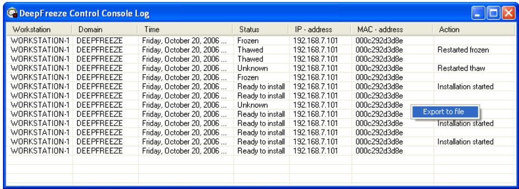 FARONICS DEEP FREEZE SERVER ENTERPRISE - Viewing the Console Log File - 1