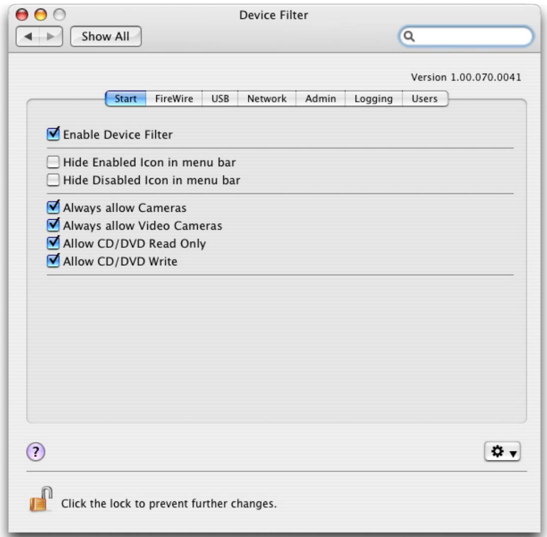 FARONICS DEVICE FILTER MAC - Start Tab - 1