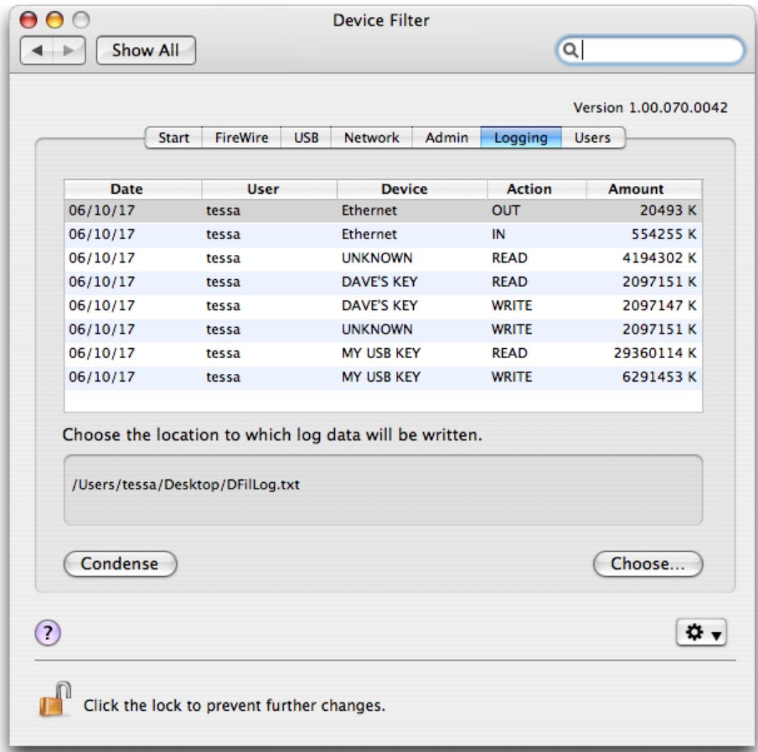 FARONICS DEVICE FILTER MAC - Logging Tab - 3