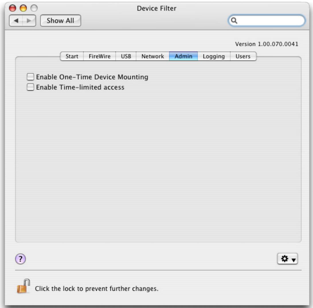 FARONICS DEVICE FILTER MAC - Admin Tab - 1