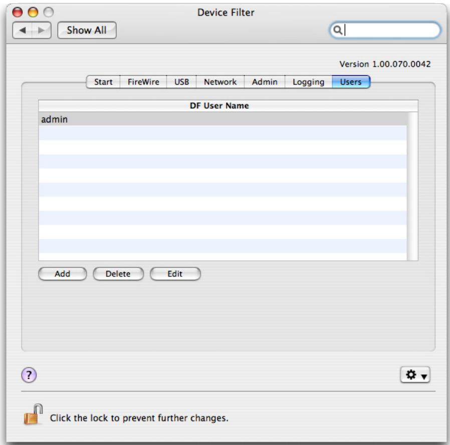 FARONICS DEVICE FILTER MAC - Users Tab - 1