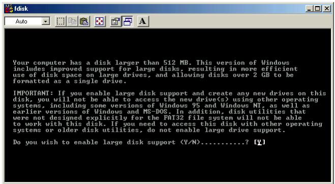 FREECOM FHD-2 - Creating a partition on the FHD-2 under Windows 98 SE / ME - 1