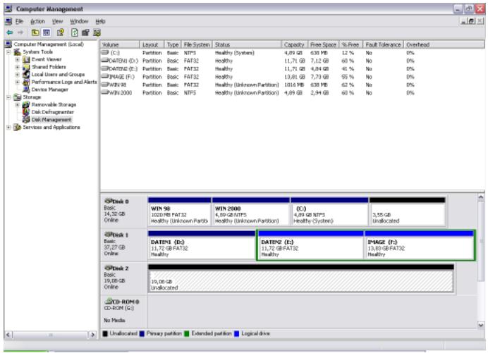 FREECOM FHD-2 - Creating a partition on the FHD-2 under Windows XP / 2000 - 1