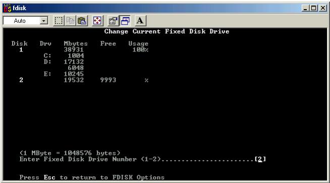 FREECOM FHD-2 - Creating a partition on the FHD-2 under Windows 98 SE / ME - 3