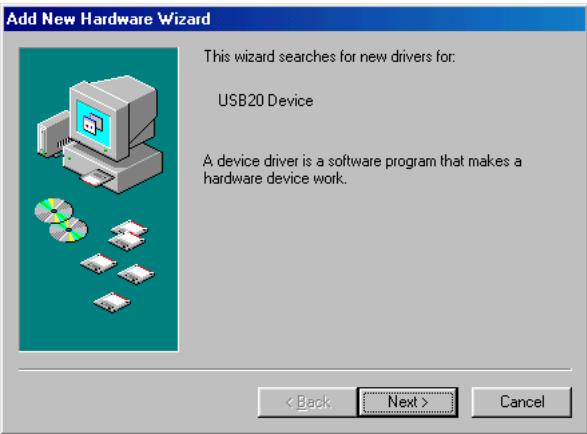 FREECOM FHD-2 - Driver installation USB under Windows 98 SE - 1