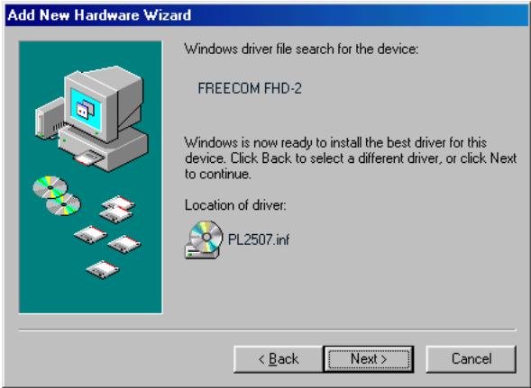 FREECOM FHD-2 - Driver installation USB under Windows 98 SE - 4