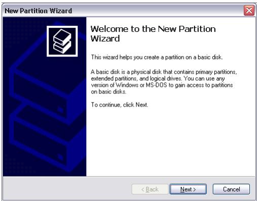 FREECOM FHD-2 - Creating a partition on the FHD-2 under Windows XP / 2000 - 2