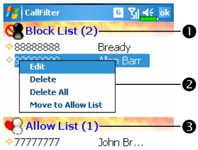 E-TEN G500 PLUS - Tap Programs, Phone, and then Call Filter. - 1
