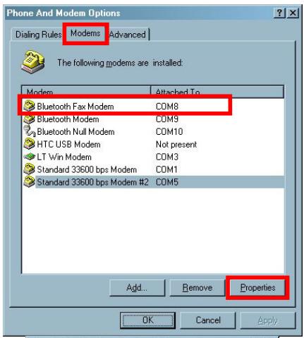 E-TEN M500 - Refer to the following explanation to set up properties of the virtual modem. - 1