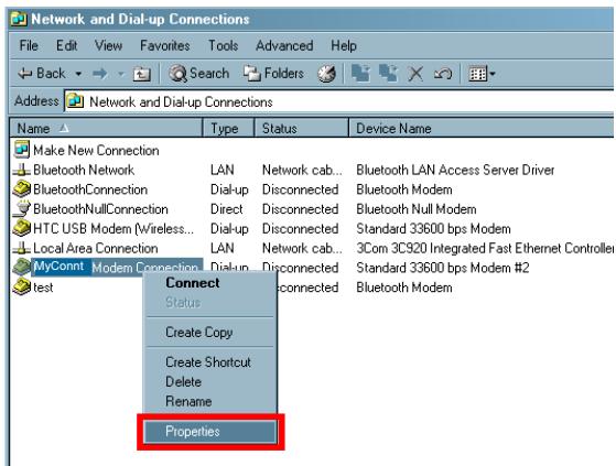 E-TEN M500 - Refer to the following explanation to set up properties of the new connection. - 1