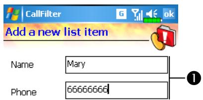 E-TEN M600 - Tap Programs, Phone, and then Call Filter. - 3