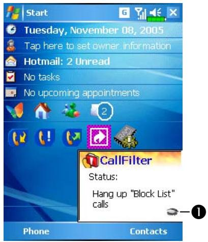 E-TEN M600 - Tap Programs, Phone, and then Call Filter. - 7