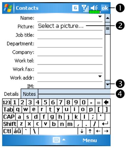 E-TEN M600 - Create a Contact - 1