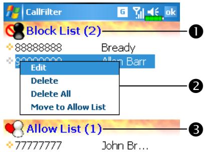 E-TEN M600 - Tap Programs, Phone, and then Call Filter. - 1