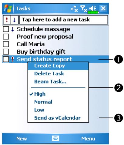 E-TEN M600 - Pop-up menus - 1
